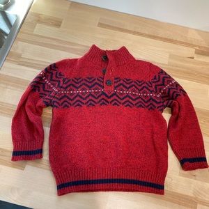 Toddler Oshkosh sweater. Red and navy. 3 buttons. Great condition.